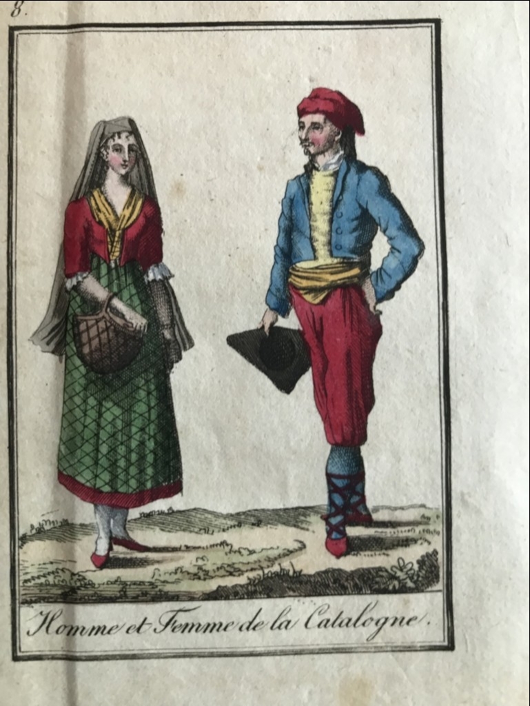 Hombre y mujer con traje típico de Cataluña, hacia 1800. Grasset de St. Sauveur