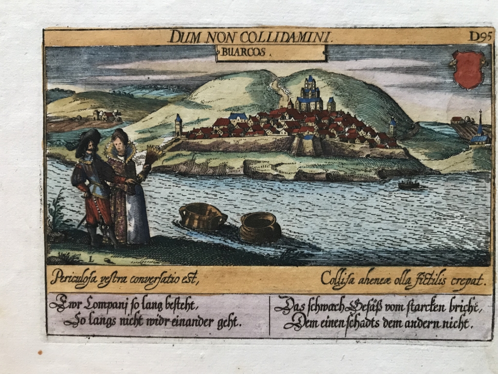 Vista de la ciudad de Buarcos en Figueira da Foz, Coimbra(Portugal), hacia 1625. Meisner/Kieser