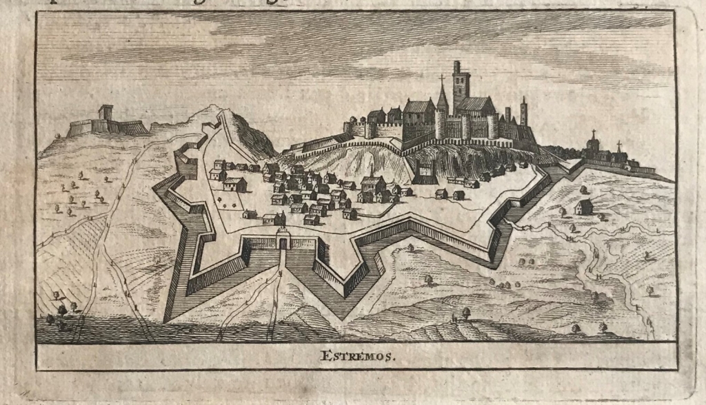 Vista de las ciudades- fortalezas de Estremoz y Évora (Portugal), 1707. P. van der Aa