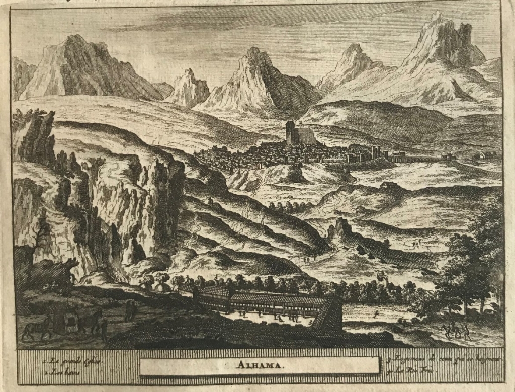 Vista de la ciudad de  Alhama de Granada (España), 1707. P. van der Aa