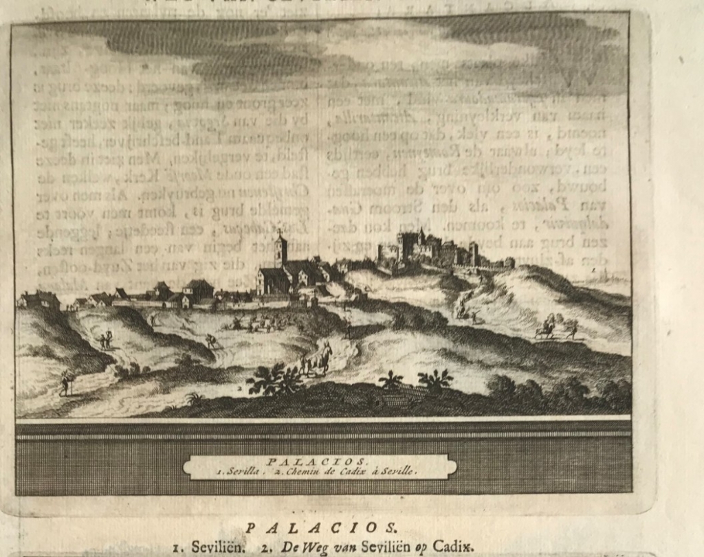 Vistas de Alcantarilla (Utrera), Los Palacios y Cabezas (Sevilla, España), 1707. P. van der Aa