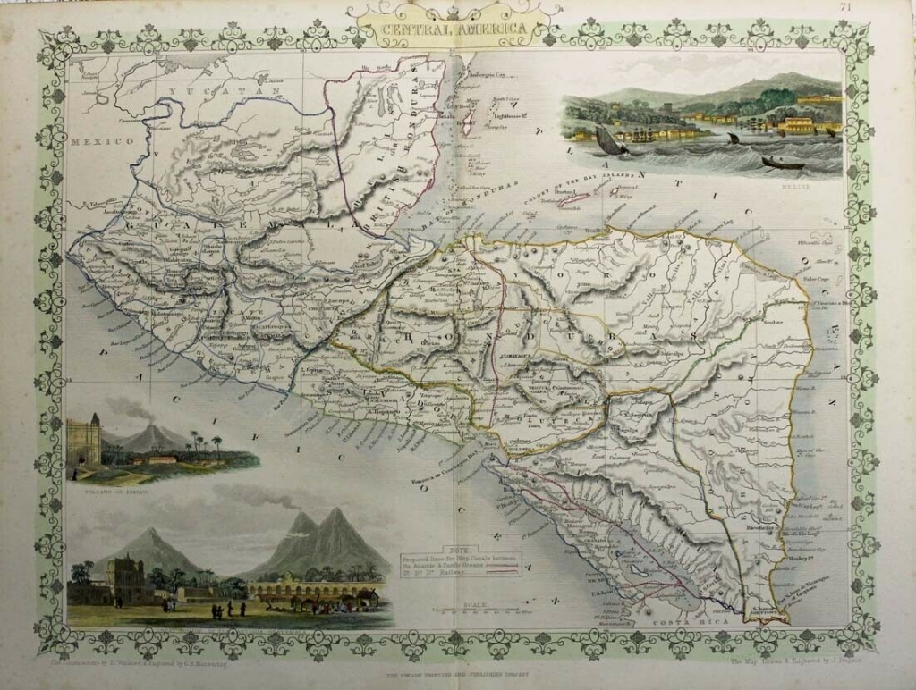 Mapa de América Central, 1855.Tallis/Rapkin