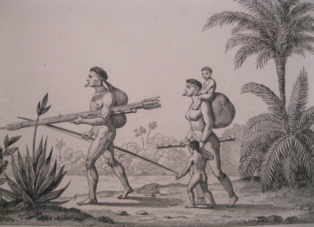 Jefe de los Botocodos con su familia (Brasil), hacia 1850.Vander Back/Montaut