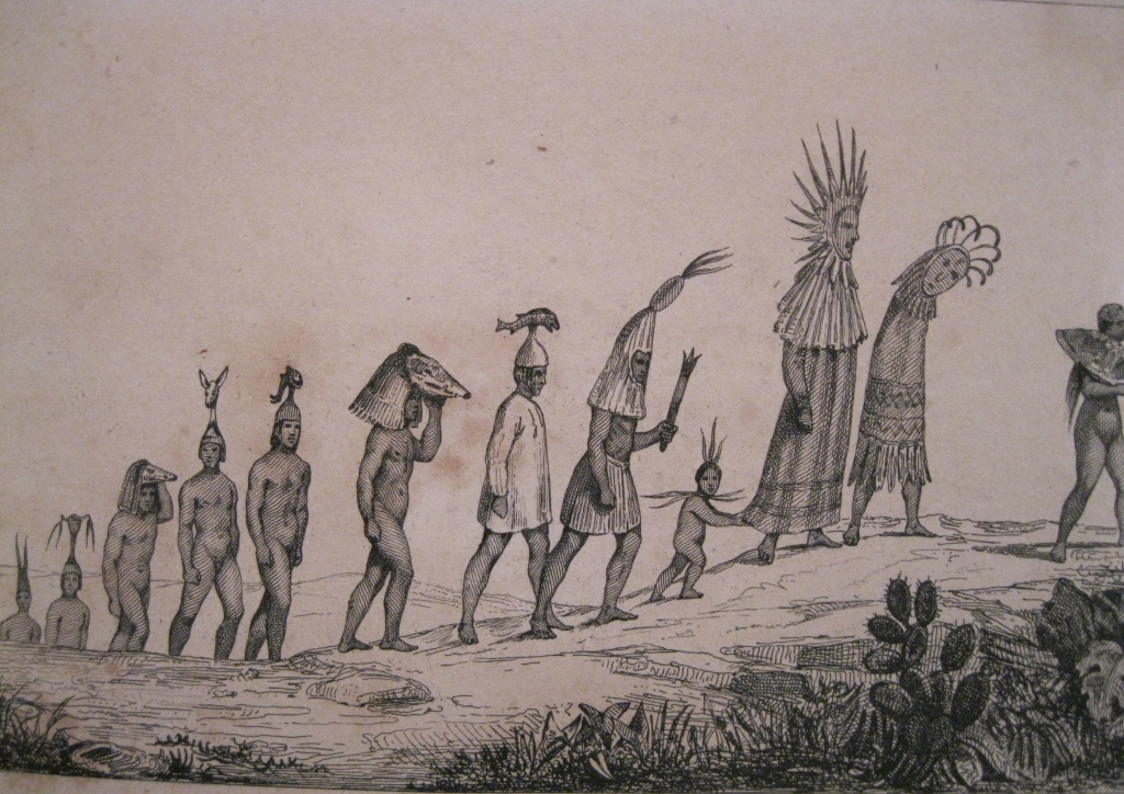 Desfile de máscaras de los Ticunas , hacia 1850. Langlois