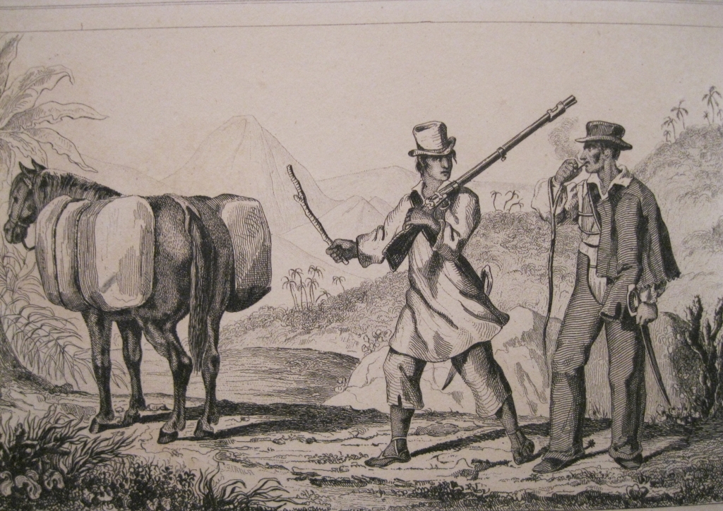 Transportador de algodón y  sertanejo (nordeste de Brasil), hacia 1850. Vernier/Monnin