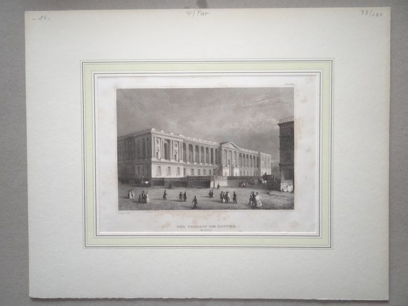 Vista de la fachada oriental del museo de Le Louvre (Paris, Francia), 1842. Reiss