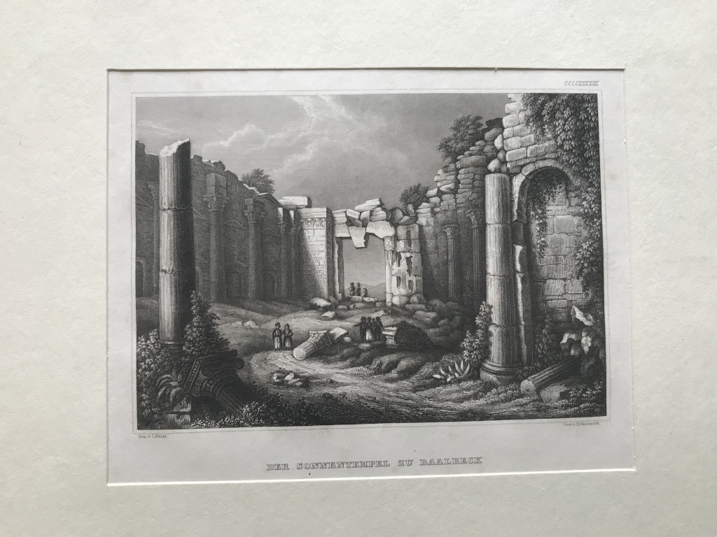 Vista de las ruinas de Baalbeck, en el Líbano (Asia), hacia 1850. Reiss/Metzeroht