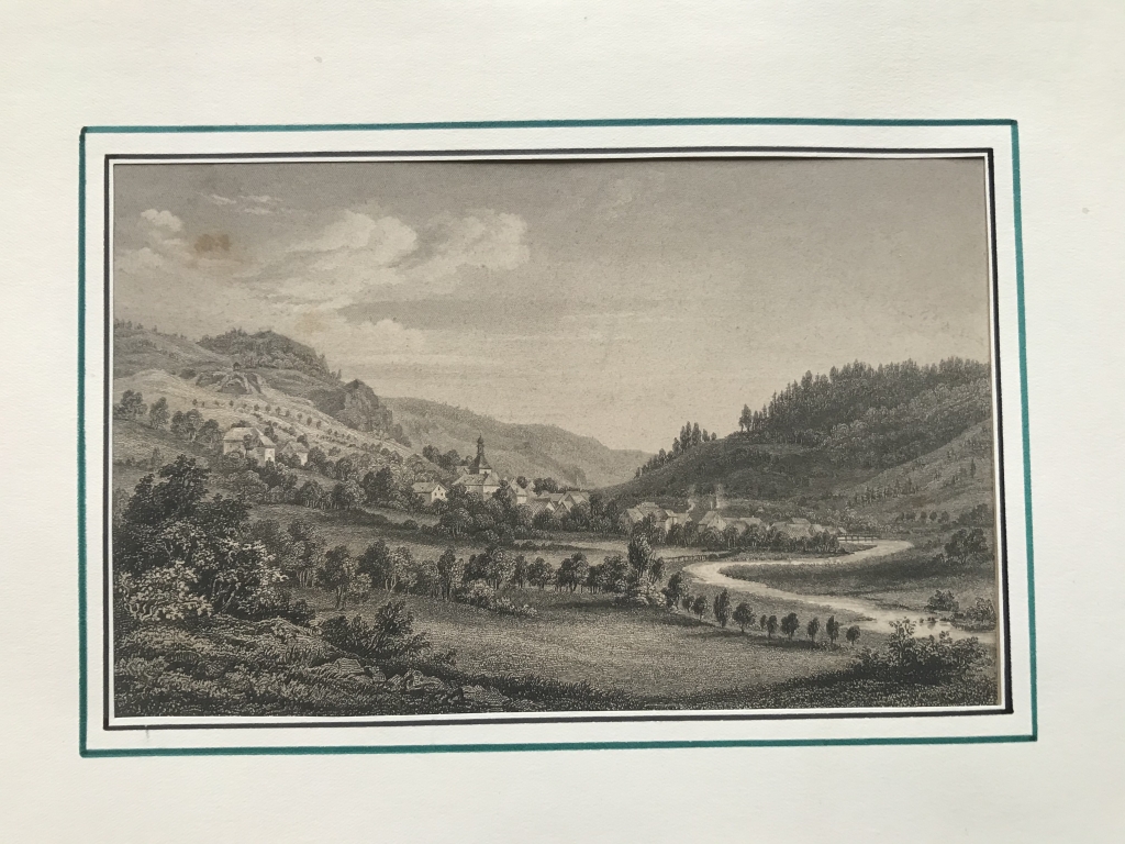 Vista panorámica de Muggendorf en la Baviera (Alemania), ca. 1850. Poppel