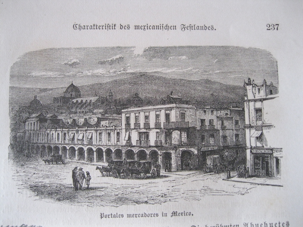 Vista del Portal de Mercaderes en la ciudad de México  y Veracruz (México), ca. 1850. Anónimo