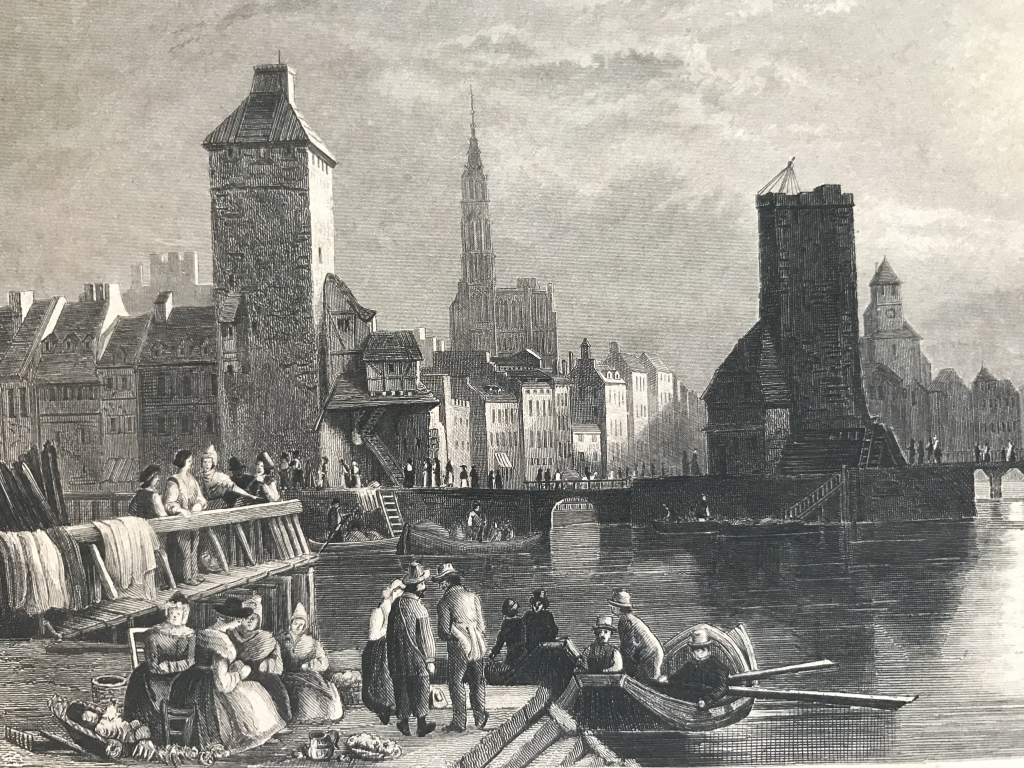 Vista de la ciudad de Estrasburgo (Francia), hacia 1850. C. Reiss
