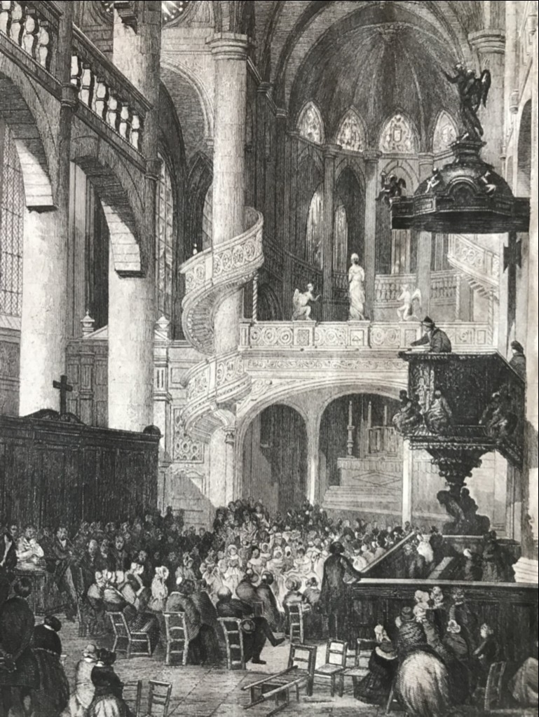 Interior de la iglesia de San Esteban del Monte, Paris (Francia), hacia 1850. Ad. Rottmann