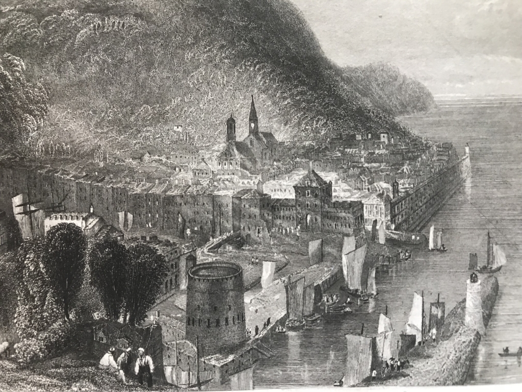 Vista de la ciudad y puerto de Honfleur (Calvados, Francia), hacia 1850. I. in Hidburghansen