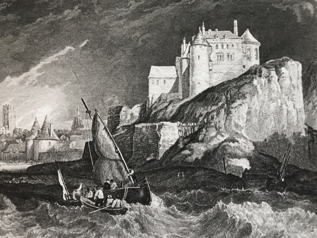 Vista nocturna de la ciudad y puerto de Dieppe (Sena Marítimo, Francia), hacia 1850. B. Metzeroth