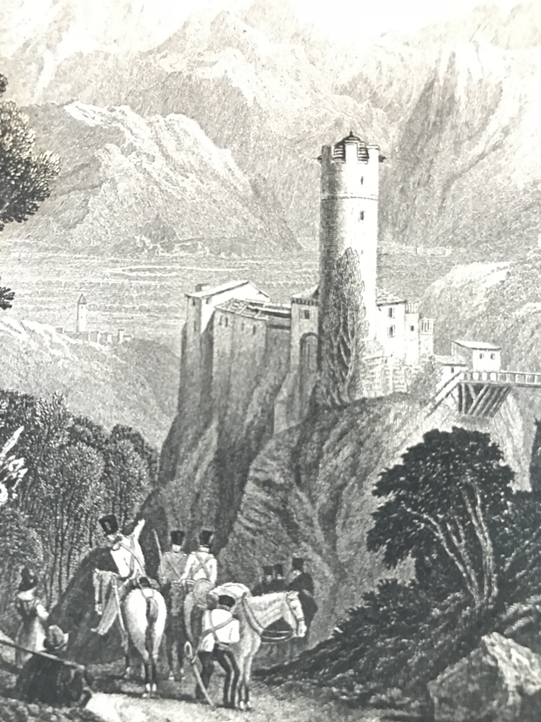 Vista panorámica del castillo de Klumm, Inntal (Tirol, Austria), 1834.  Martini