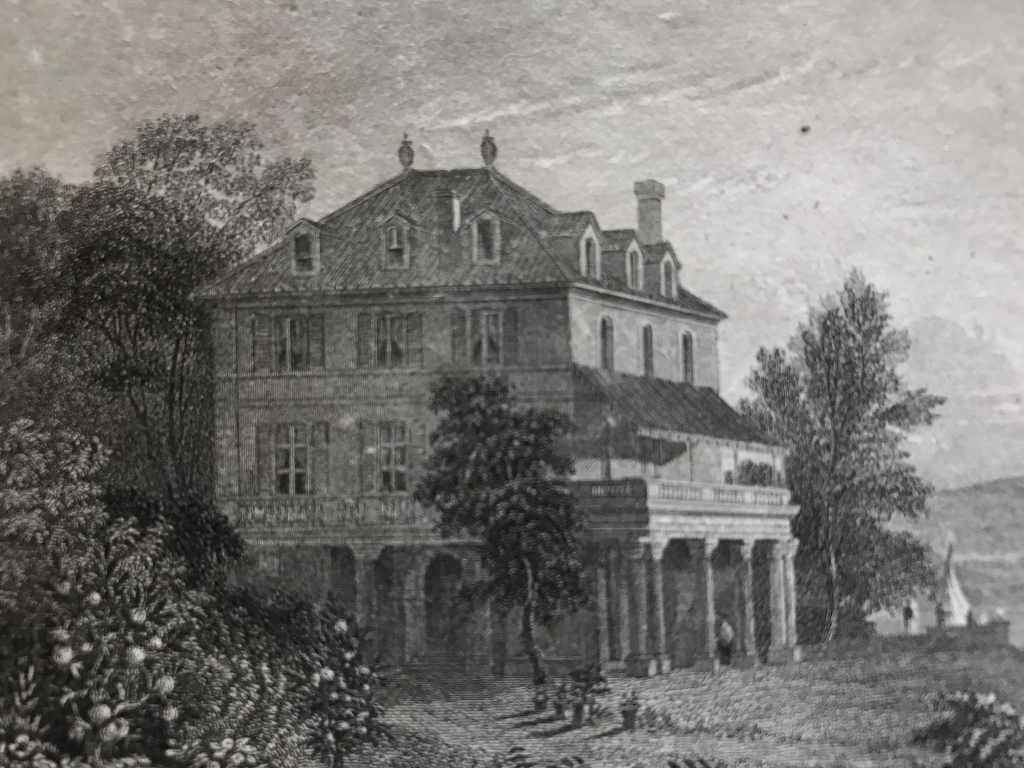 Vista de villa Diodati (Cologny, Suiza), hacia 1850.  Bibliograph. Institut in Hidburghansen