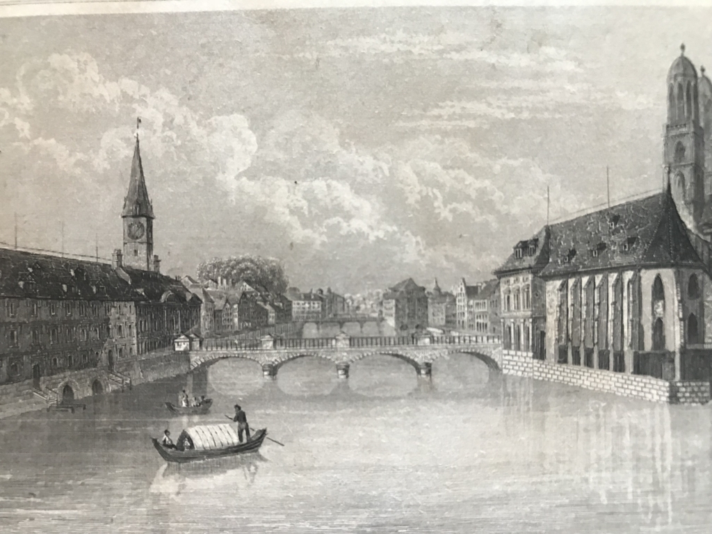 Vista de Zurich (Suiza, Europa), hacia 1850. Anónimo