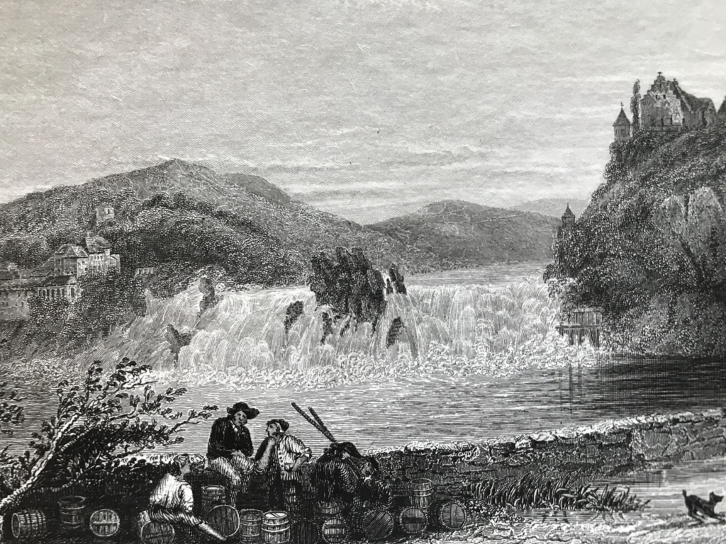 La cascada del Rhin después de Escafusa (Suiza), hacia 1850. Winkles