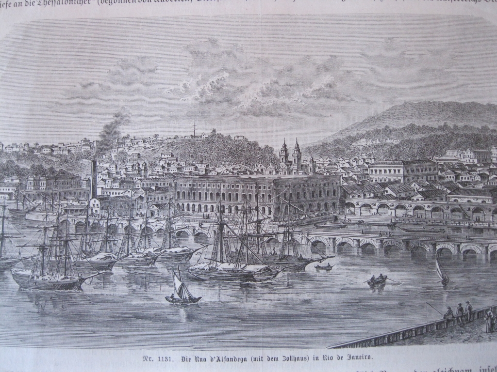 Vista de la calle de Alfándega y Direita en Rio de Janeiro, Brasil), 1882. Anónimo