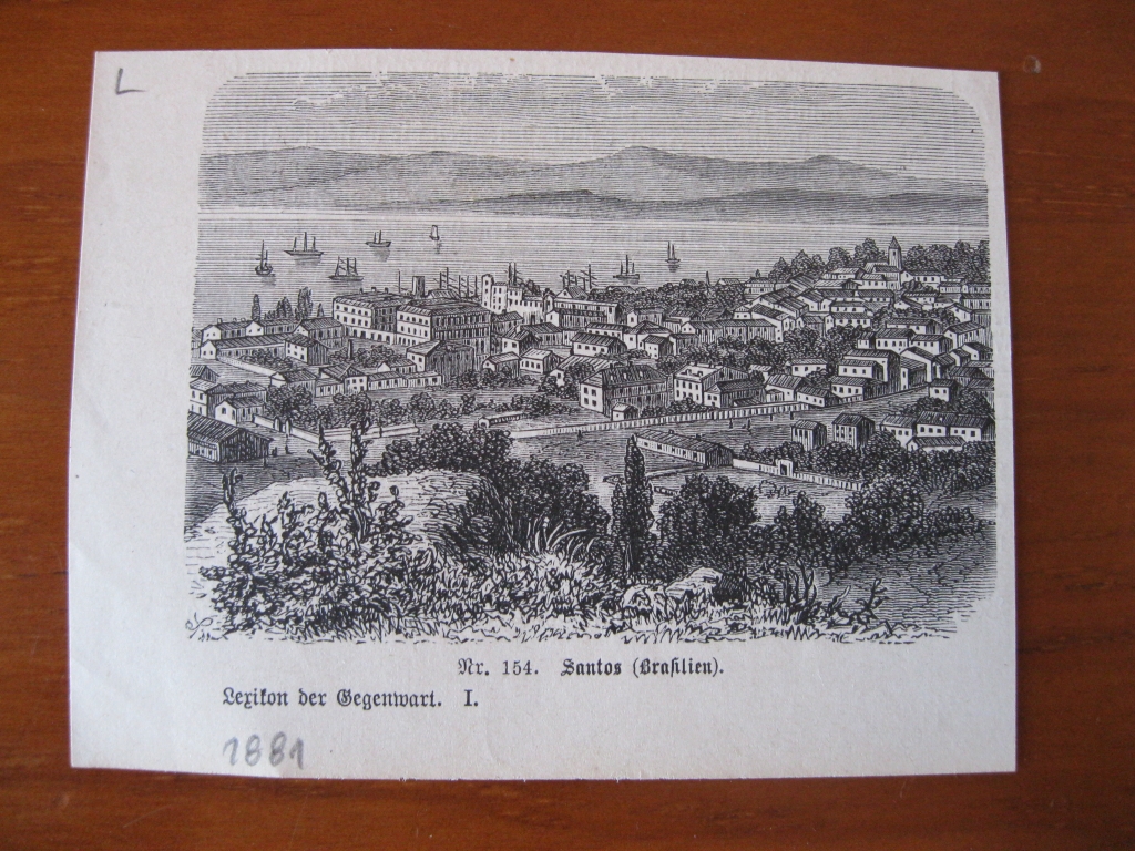 Vista de la ciudad y puerto de Santos ( Sao Paulo, Brasil). 1881. Anónimo