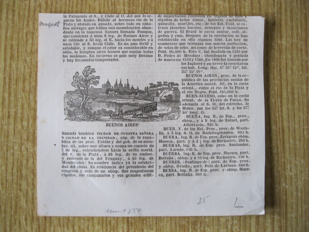 Vista de la ciudad de  Buenos Aires (Argentina), 1850. Anónimo