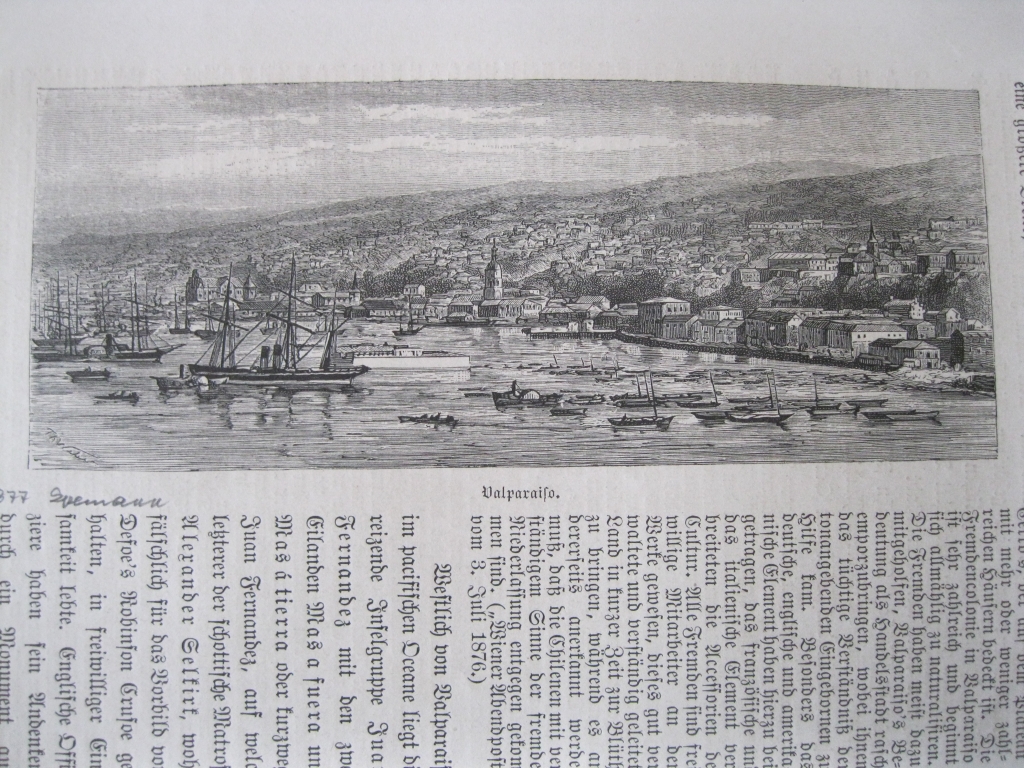 Vista panorámica de Valparaiso (Chile). 1877. Speman