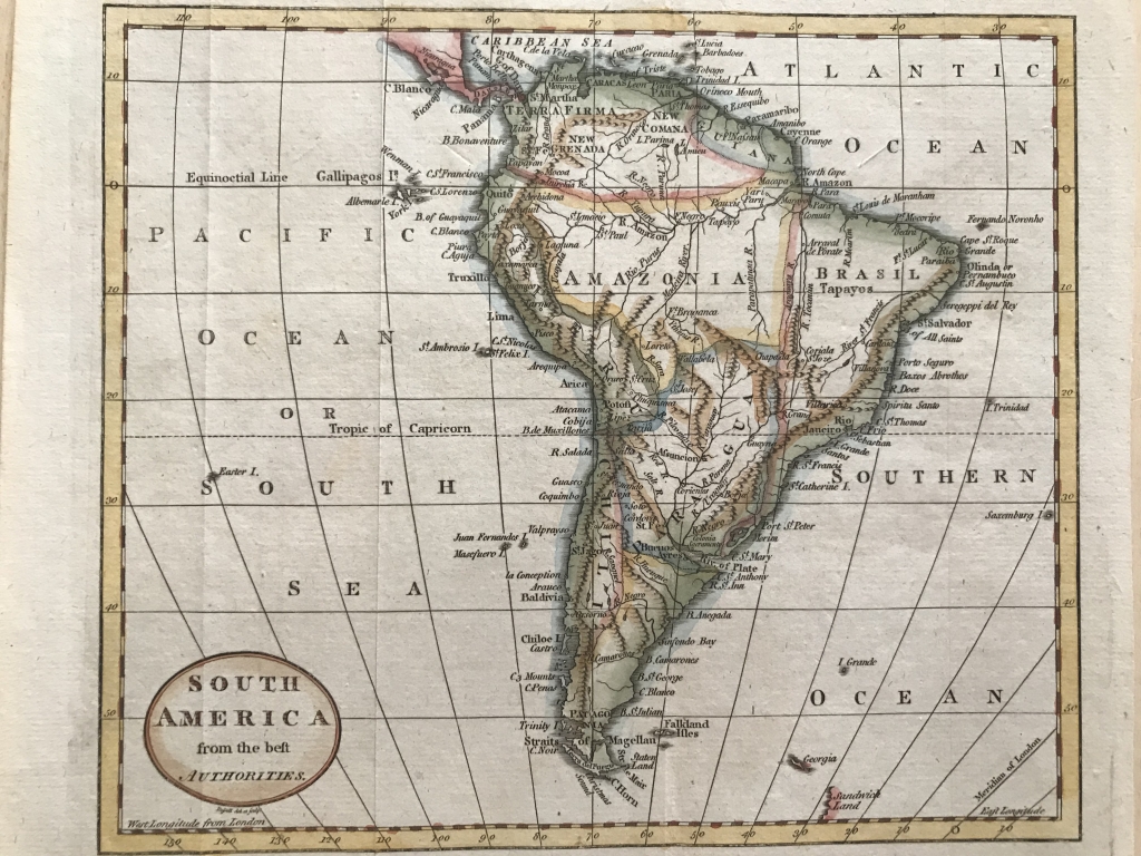 Mapa de América del sur, 1798. John Russell