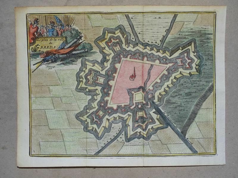 Plano de la ciudad fortificada de Breda (Holanda, Europa), 1743. J. Harrewijn/Foppens