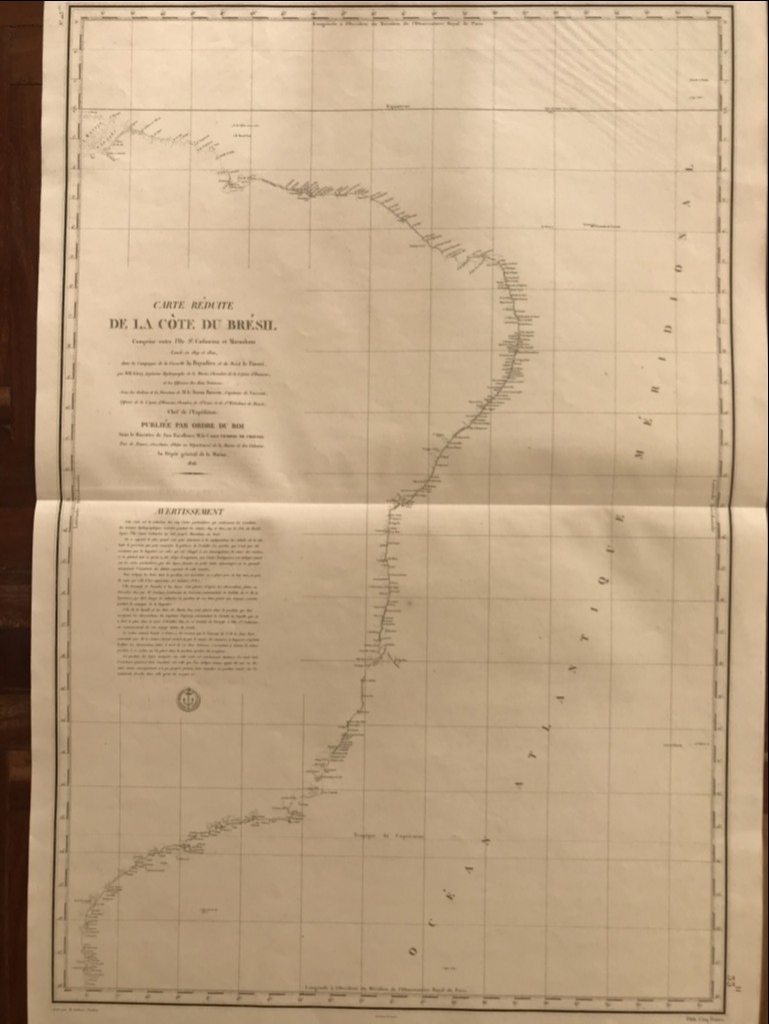 GRAN CARTA NÁUTICA DESDE EL ESTADO DE PARÁ  HASTA SANTA CATARINA ( BRASIL), 1826. GRIVY/TARDIEU