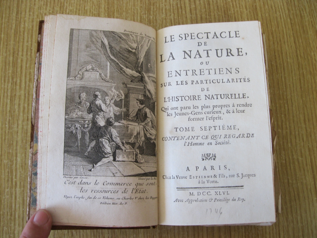Le Spectacle de la Nature..., tomo VII, 1746. A. Pluche. Grabados desplegables