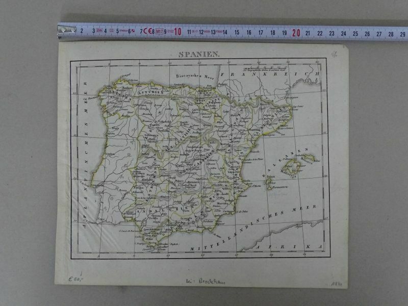 Mapa de España y Portugal,  1843. Brockahaus/Anónimo