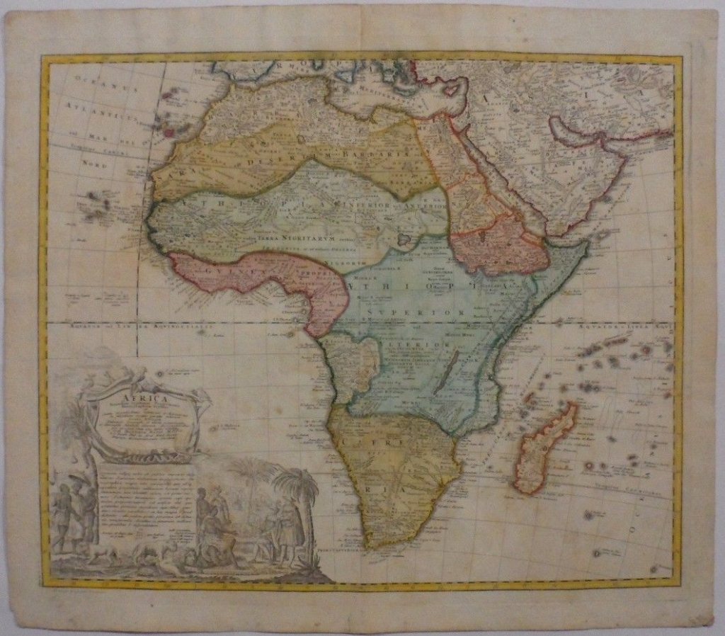 Gan mapa a color de África, 1737. J. B. Homann y Herederos