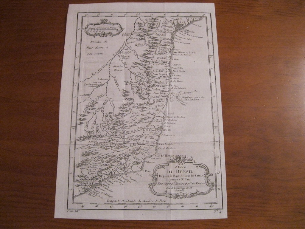 Mapa de la costa de la zona central de Brasil, 1753. Bellin