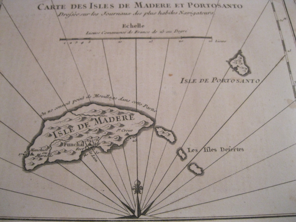 Carta náutica de las Islas de  Madeira y Porto Santo, (Portugal), 1780. Bellin/Prevost