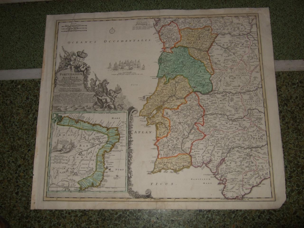 Gran mapa de Portugal y Brasil, 1720. J. B. Homann