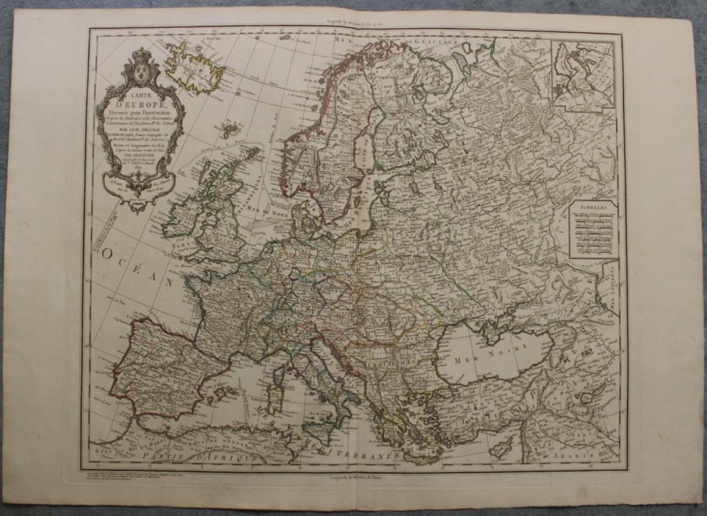 Gran mapa de Europa, 1821. Delisle/Buache/Dezauche