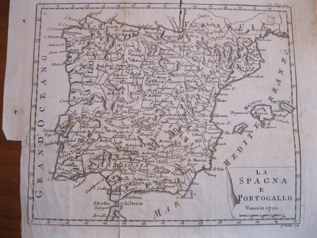 Mapa de España y Portugal, 1772. Buffier/Macquart