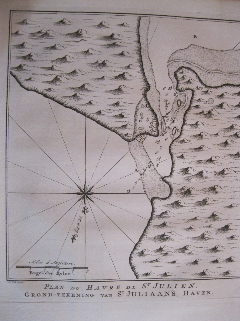 Mapa del puerto de San Julian (Patagonia), 1760. Bellin/ Schley/Prevost