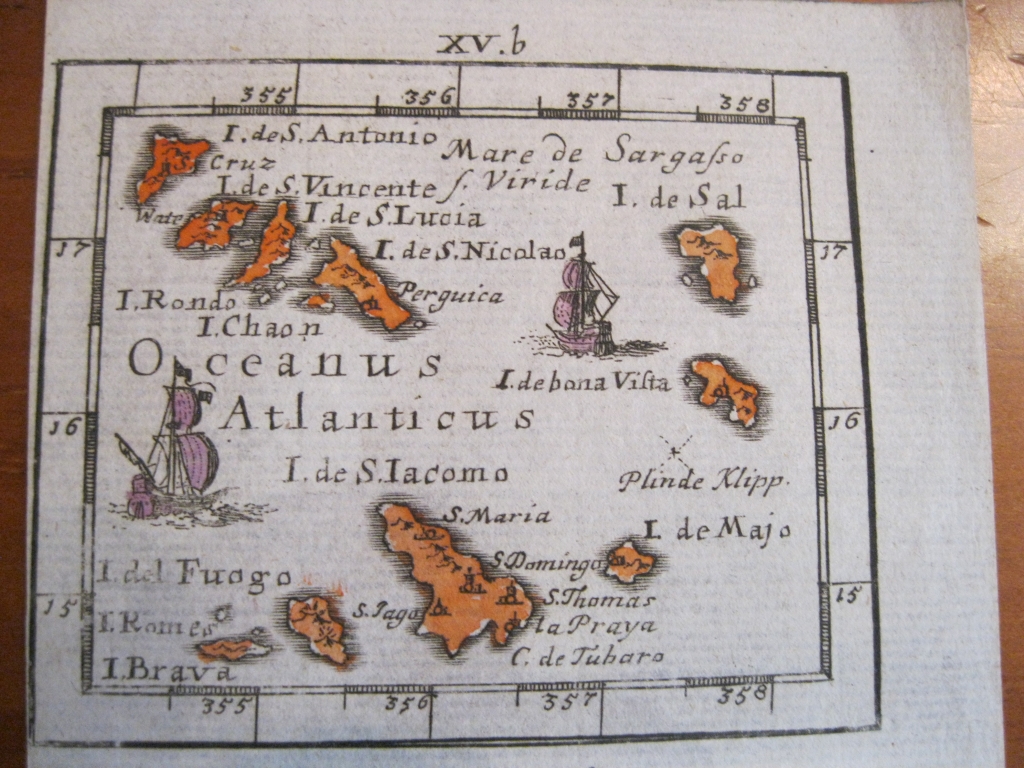 Mapa de las Islas de Cabo Verde (África Occidental), 1702. J.U. Müller/Khulen/Bodenehr