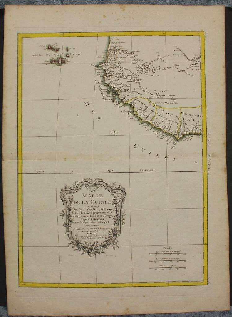 Gran mapa de cabo Verde y occidente del golfo de Guinea (África), 1771. Bonne/Lattre