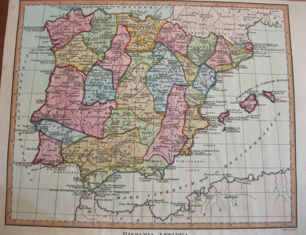 Antiguo mapa de España y Portugal, 1807. Neele/ Wilkes