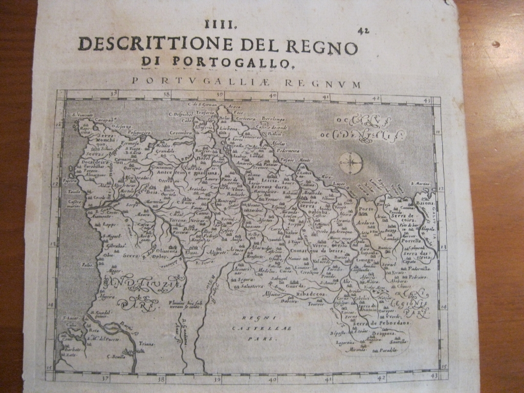 Antiguo mapa de Portugal, 1620. Ptolomeo/ Galignani