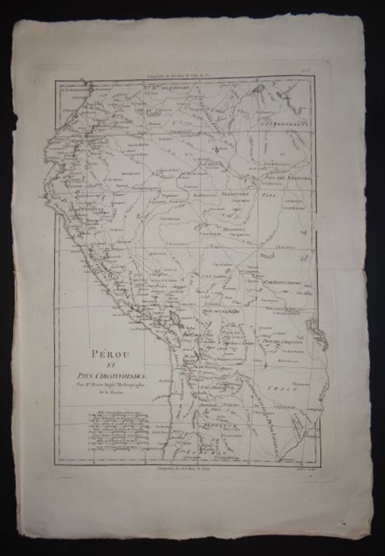 Mapa de Perú y países cercanos, hacia 1787. Bonne/André