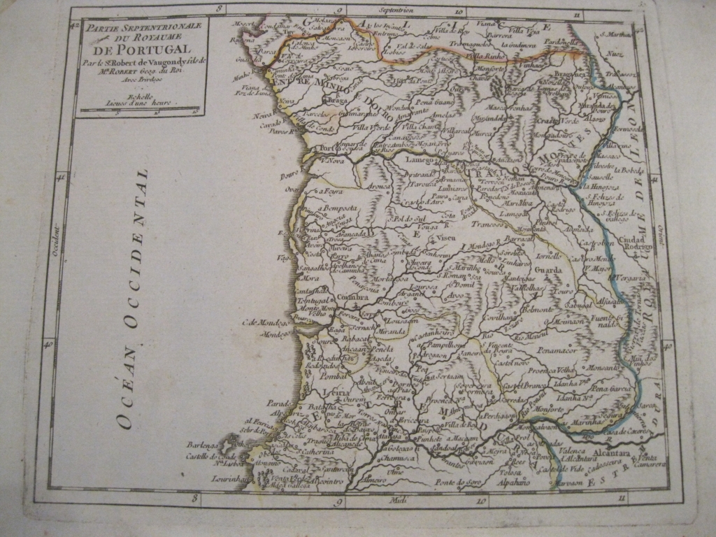 Mapa del Norte de Portugal, 1748. Vaugondy