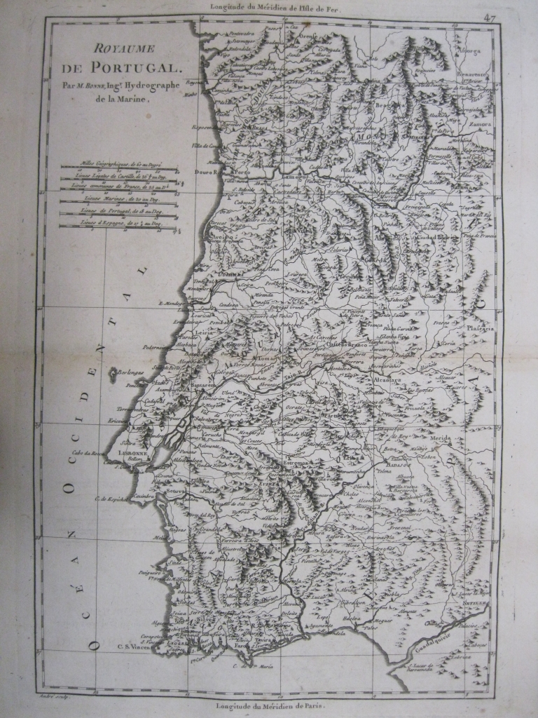 Mapa de Portugal, 1787. Bonne