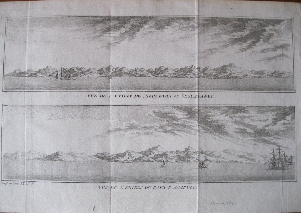 Vistas y planos de Chequetan y Acapulco (México), 1761. Bellin/Prevost