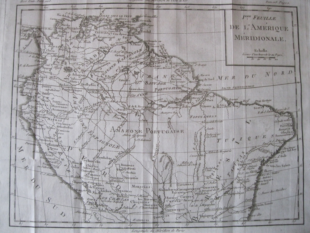 Mapa de Perú, Colombia, Panamá, Venezuela, Brasil...1780. Brion de la Tour