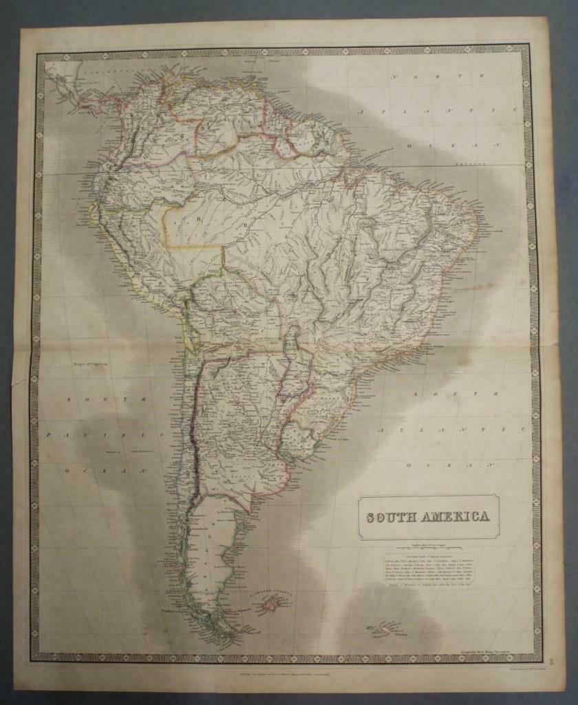 Gran mapa a color de América del sur, 1844. A. K. Johnston