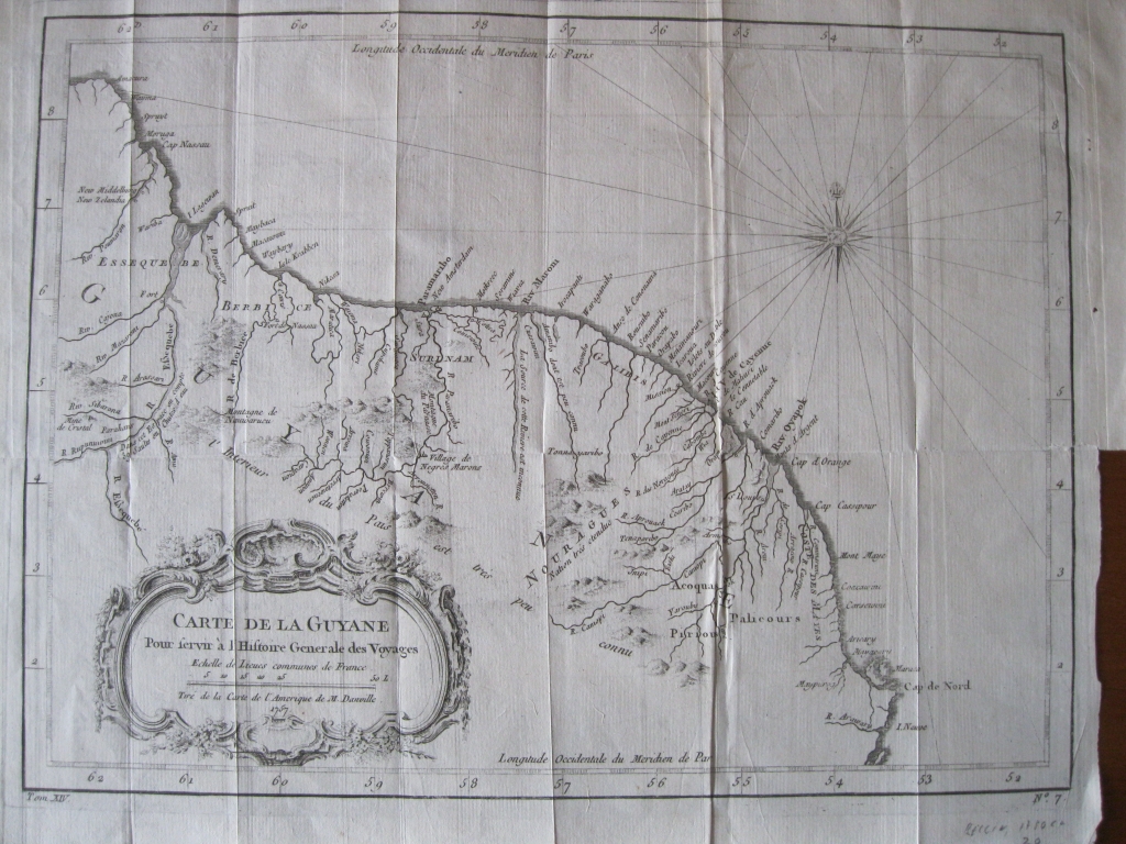 Mapa de Guayana (América del Sur), 1750. Bellin