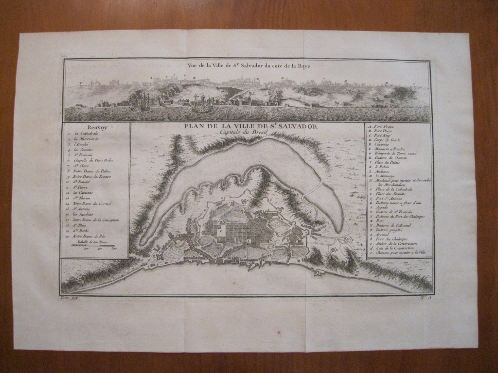Plano de Salvador de Bahía (Brasil), 1754. Bellin/Prevost