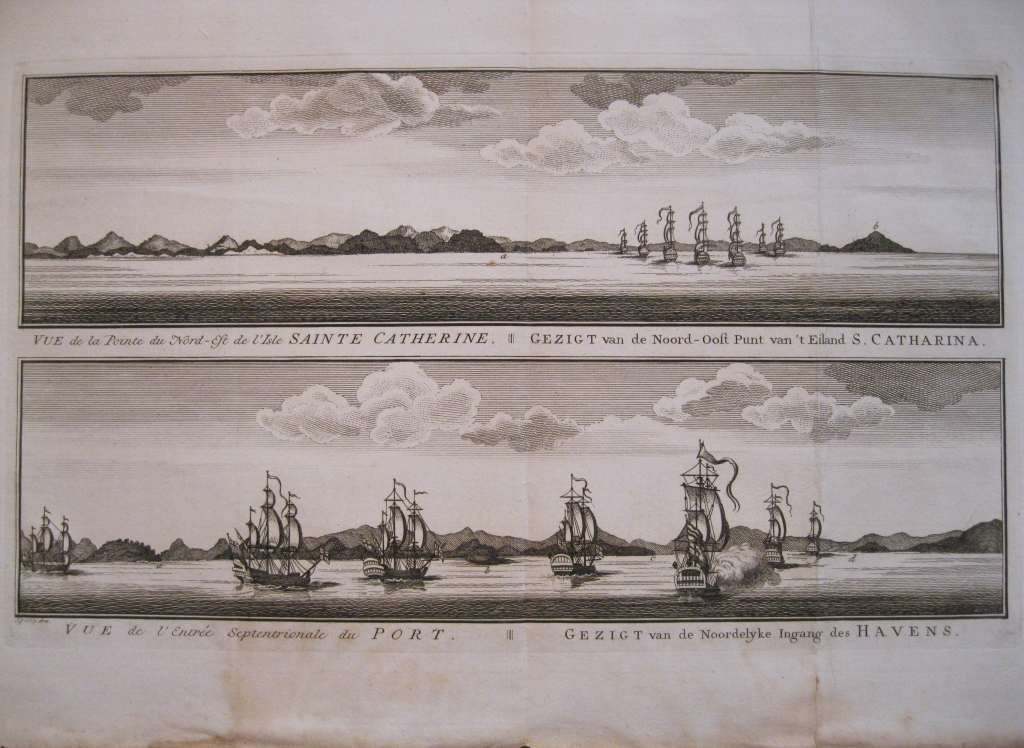 Dos vistas de la Isla de Santa Catarina (Brasil, América del sur), 1771. Bellin/Prevost
